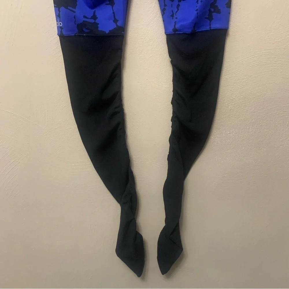 ALO Yoga Goddess Ribbed Legging Blue Black Tie Dye Size Small